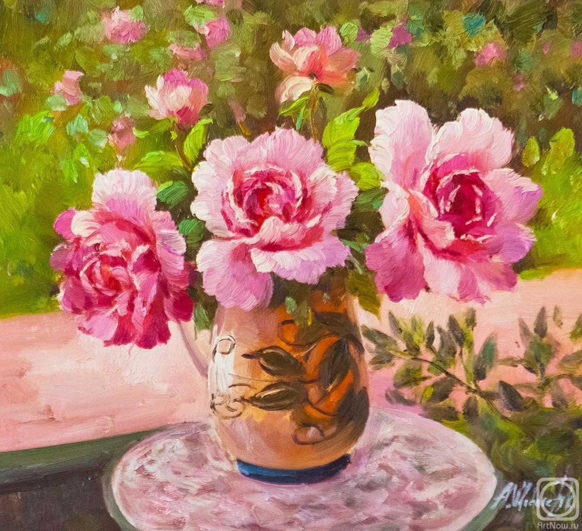 Vlodarchik Andjei. Rose bouquet on the background of the garden