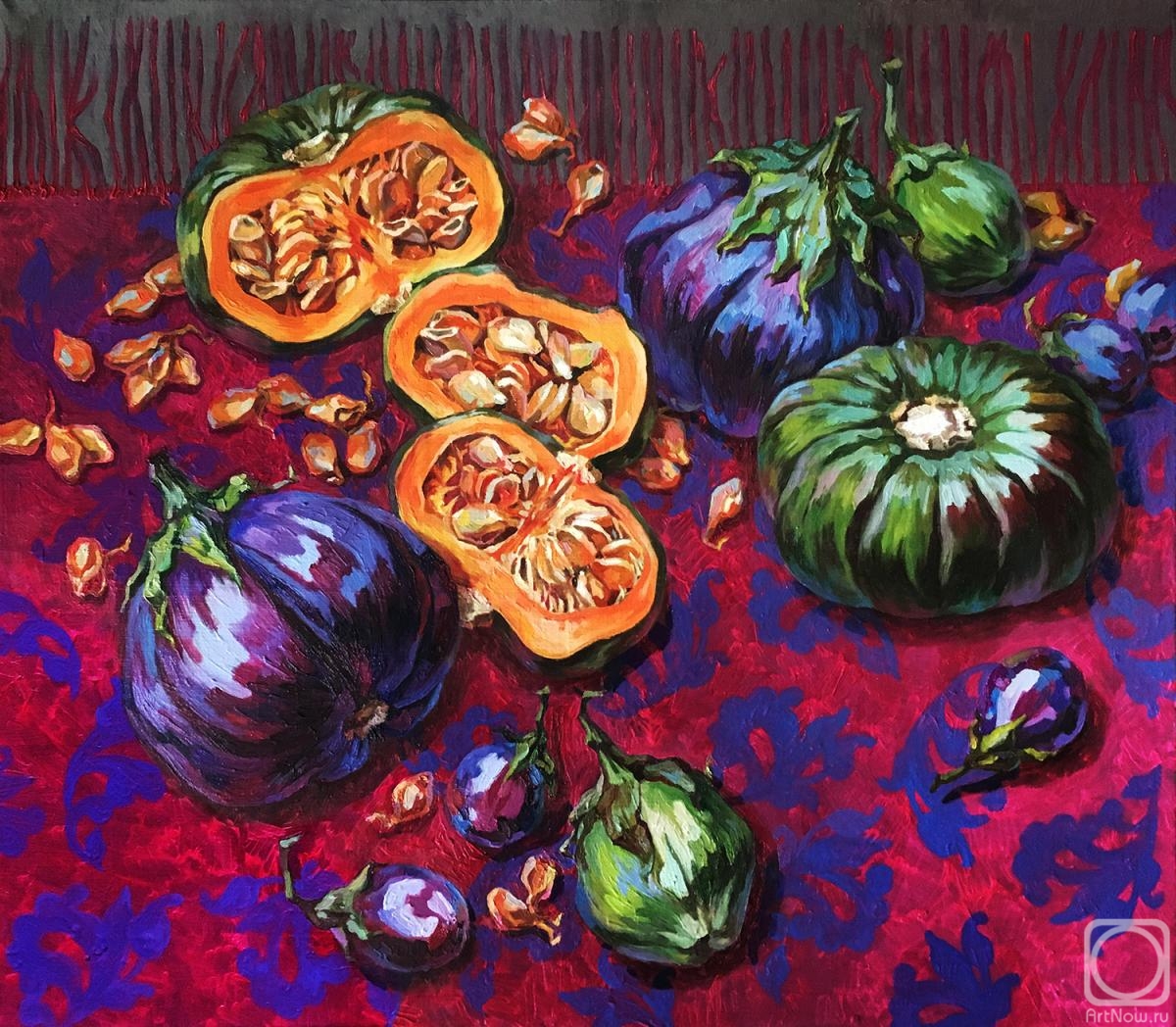 Meltsaeva Mariia. Mini pumpkin and eggplants
