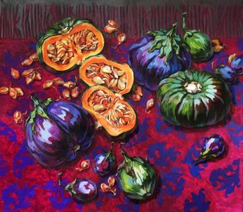 Mini pumpkin and eggplants. Meltsaeva Mariia