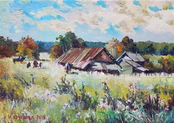 Cows in the village. Kruglova Irina