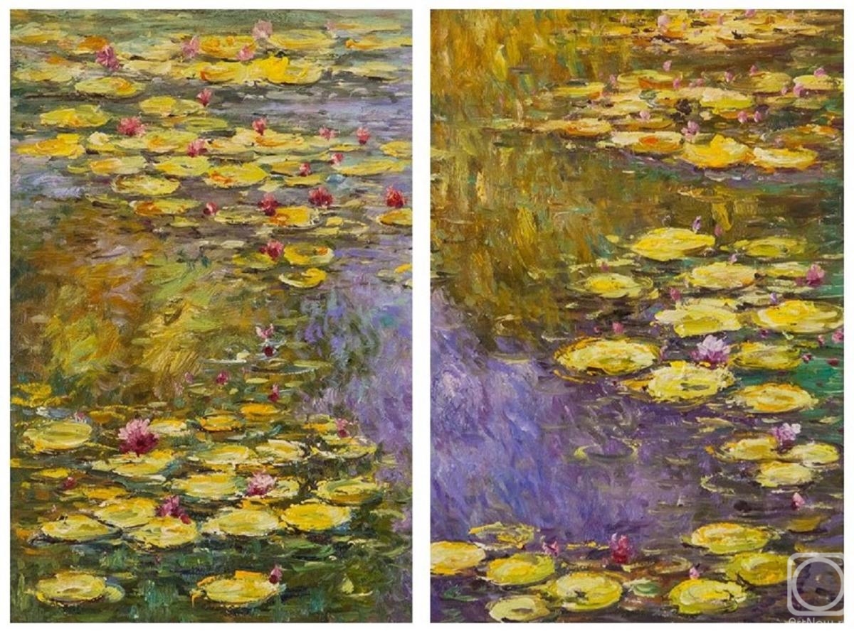 Kamskij Savelij. Water lilies, N21, copy of Claude Monet's painting. Diptych
