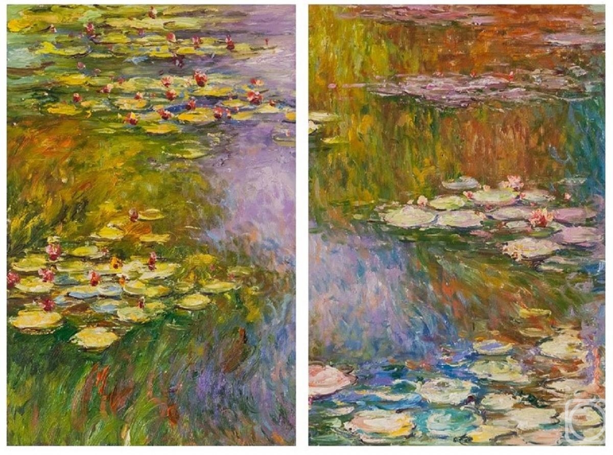Kamskij Savelij. Water lilies, N20, copy of Claude Monet's painting. Diptych