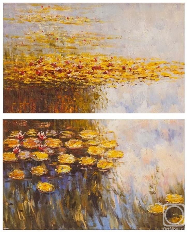 Kamskij Savelij. Water lilies, N6, copy of Claude Monet's painting. Diptych
