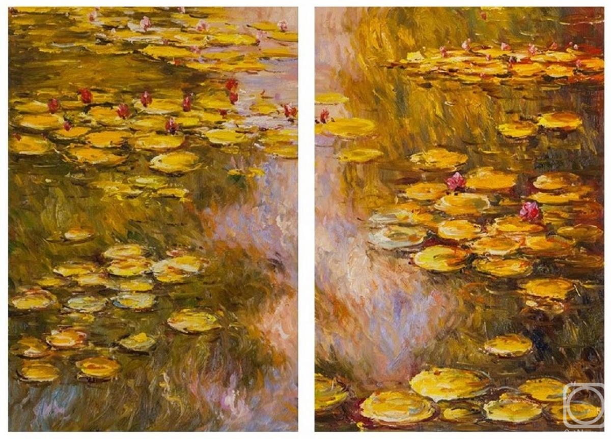 Kamskij Savelij. Water lilies N32, a copy of the painting by Claude Monet. Diptych