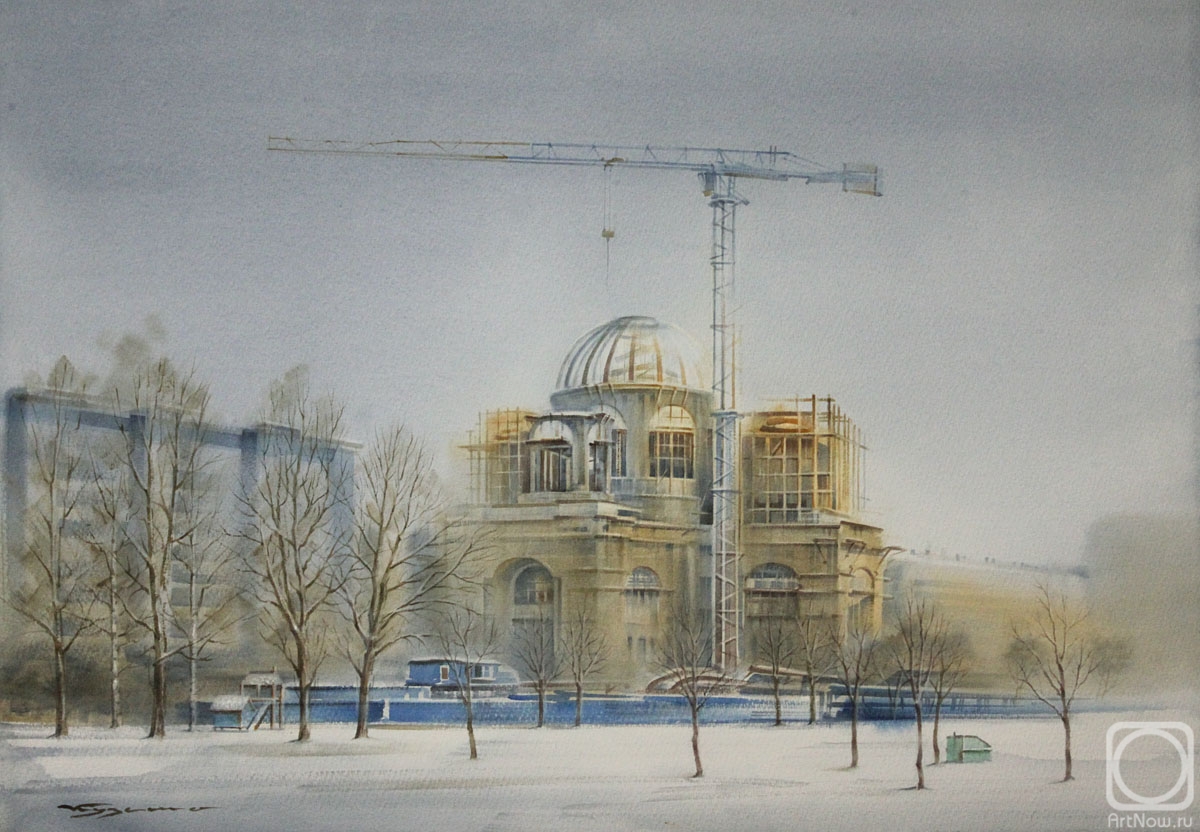 Kuzema Konstantin. The construction of the temple of the Descent of the Holy spirit on the Apostles on Dolgoozernaya street. December 2018