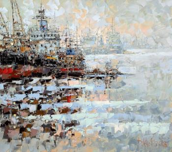 In the port on the Neva in winter. Kustanovich Dmitry