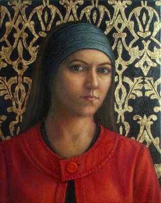 Self portrait in red. Mironova Tatiana