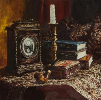 Still life with clock and phone. Stroev Mikhail