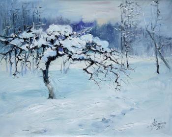 Apple tree in the snow. Gagarina Elena