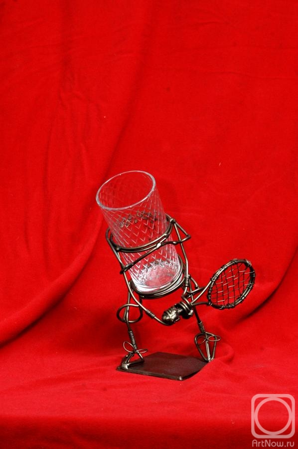 Rozhin yuri. Original metal cup holder "Tennis player in a bethand"