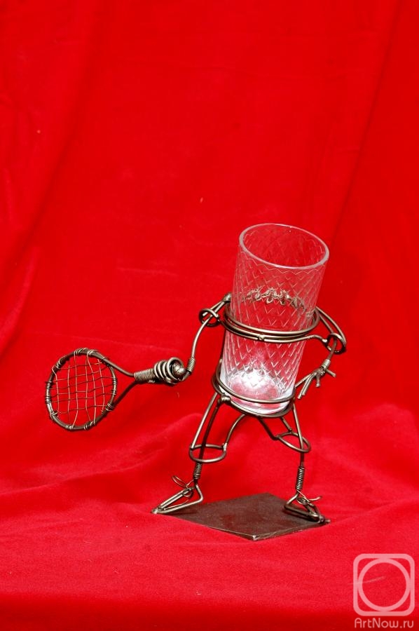 Rozhin yuri. Original metal cup holder "Tennis player in a forehand strike"