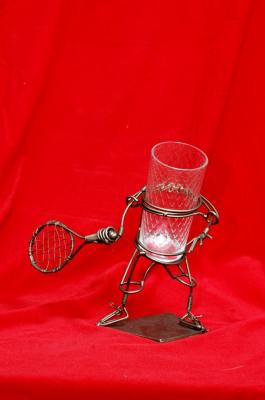 Original metal cup holder "Tennis player in a forehand strike"