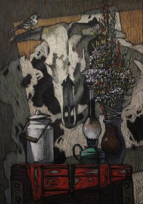 Still life with cow skull. Leonova Nataliya