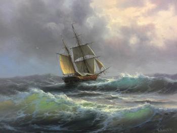 Sailboat in open sea