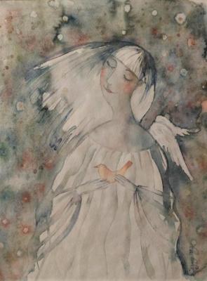Angel with bird. Serjantova Olesja