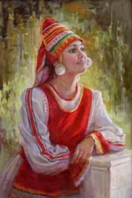 Girl in a stylized Mordovian costume. Rybina-Egorova Alena