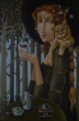 A Cup of coffee in the style of Botticelli (option #3) (Coffee Trees). Panina Kira