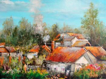 French village (French Oil Painting). Lednev Alexsander
