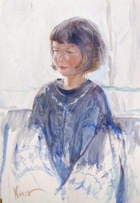 Portrait of the daughter in her Chinese dress. Koks Aleksandra