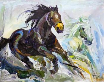 Horses. Towards to wind. Rodries Jose