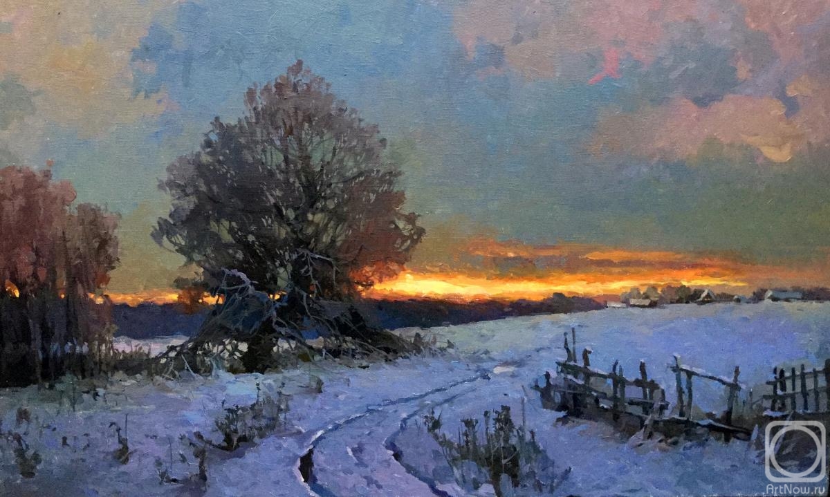 Bykov Viktor. Winter's sunset near the vilage
