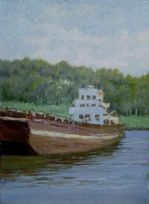 Barge on the canal. Toporkov Anatoliy