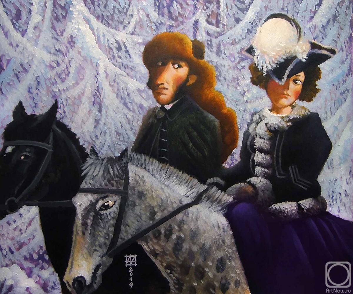 Andrianov Andrey. Natalya Nikolaevna on horseback with her husband