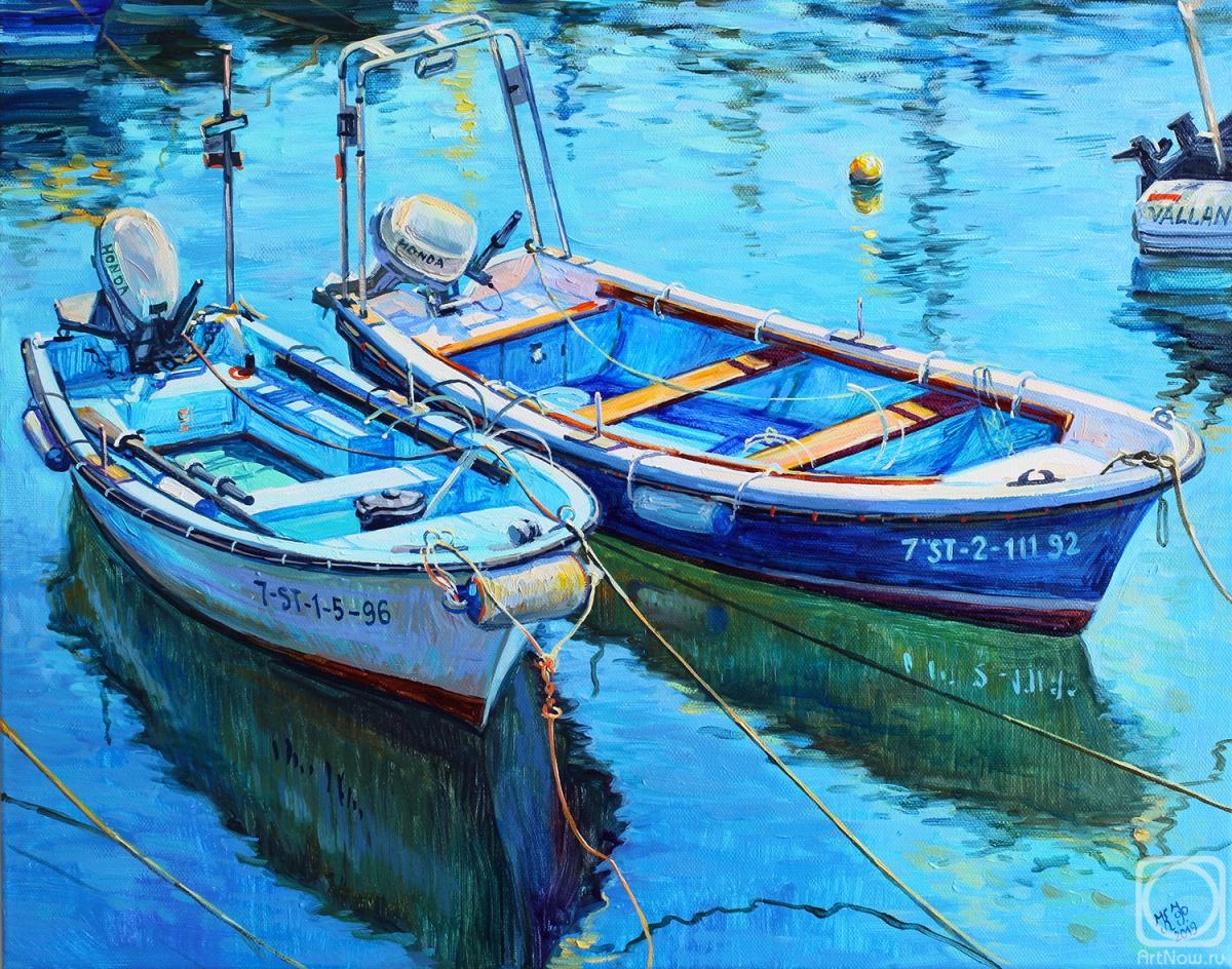 Filippova Ksenia. A duo of fishing boats in a Spanish port