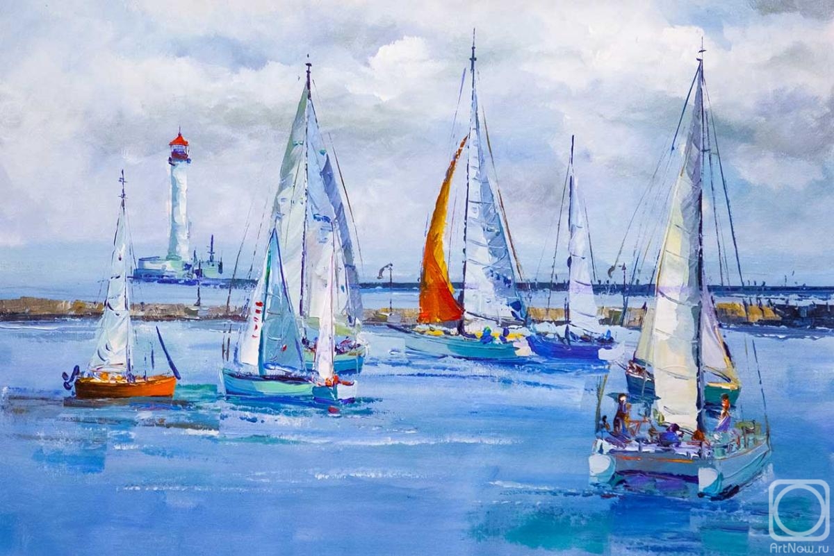 Rodries Jose. Yachts on the background of the lighthouse