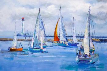 Yachts on the background of the lighthouse. Rodries Jose