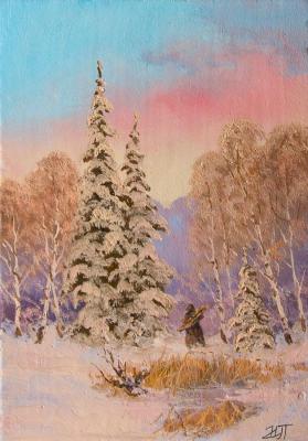 Hike for brushwood in the winter forest