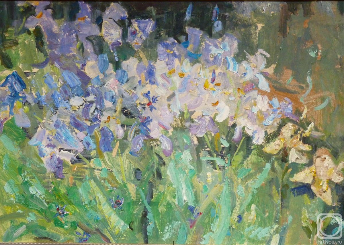 Komov Alexey. Irises and cornflowers. The plein air