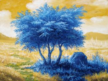 Landscape with blue tree