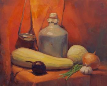 Still life with zucchini and cabbage (). Burtsev Evgeny