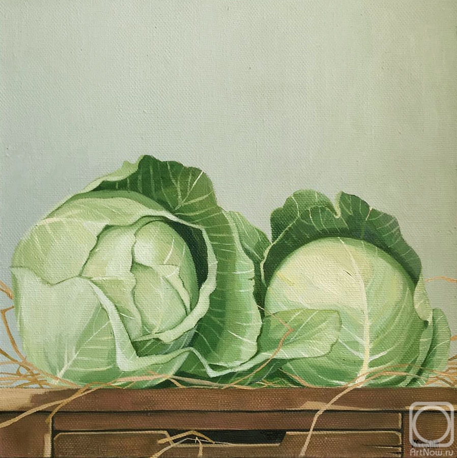 Berestova Ksenia. Cabbage. Rustic still life