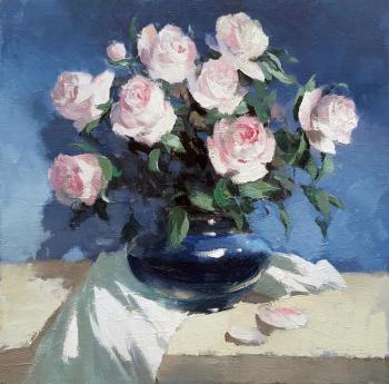 Roses on blue