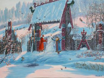 Santa Claus and the Snow Maiden at the source of Ledich. Ivanov Vsevolod