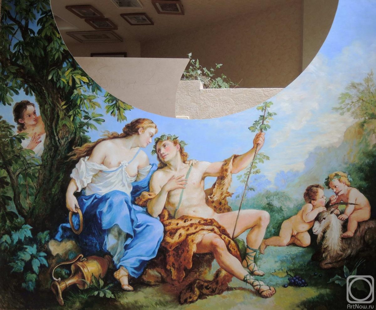 Simonova Olga. Copy of the picture Natyuara "Ariadna and Bacchus" painting of a caisson