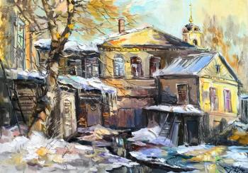 The snow is melting. Courtyard on Neglinka Street (On The Street). Charina Anna