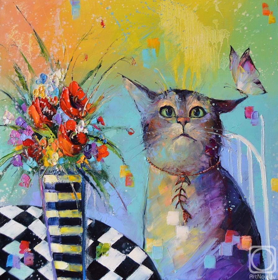 Moiseyeva Liana. Cat and butterfly