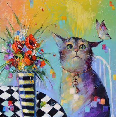 Cat and butterfly (Moiseyev S Painting). Moiseyeva Liana