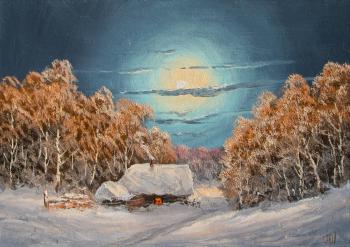 The comfort of the home in the clear light of the moon. Lyamin Nikolay