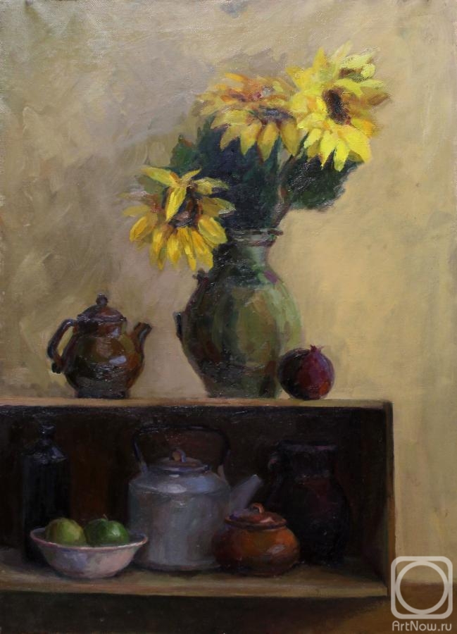 Musikhina Olga. Still life with sunflowers