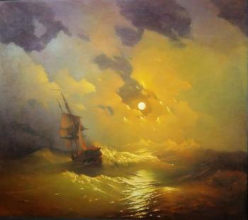 Storm on the sea at night Aivazovsky