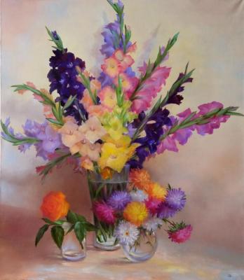 Gladioli and asters