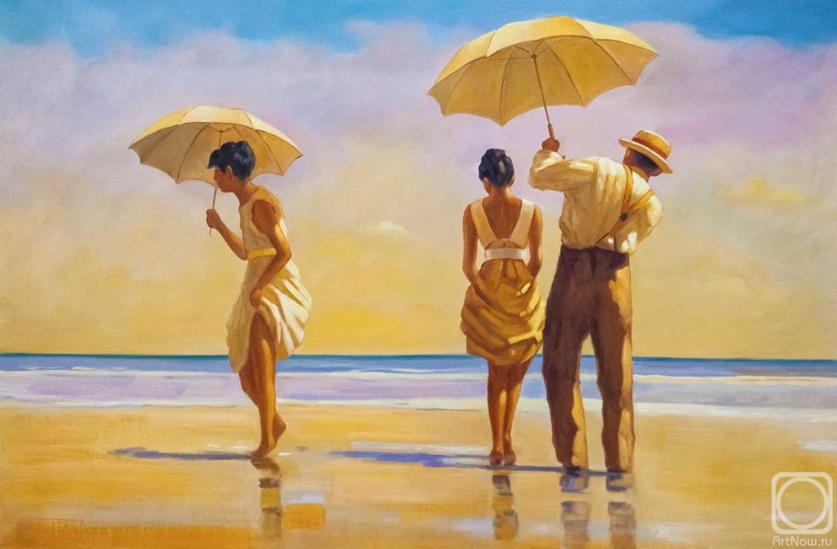 Kamskij Savelij. Copy of the picture of Jack Vettriano. Hot Midday