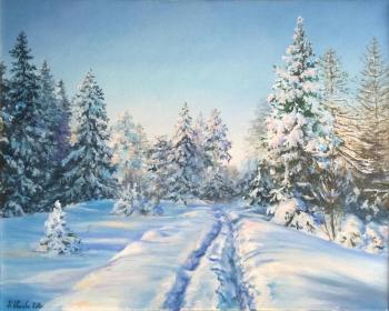 Snow-covered spruces and larches. Ivanova Nadezhda