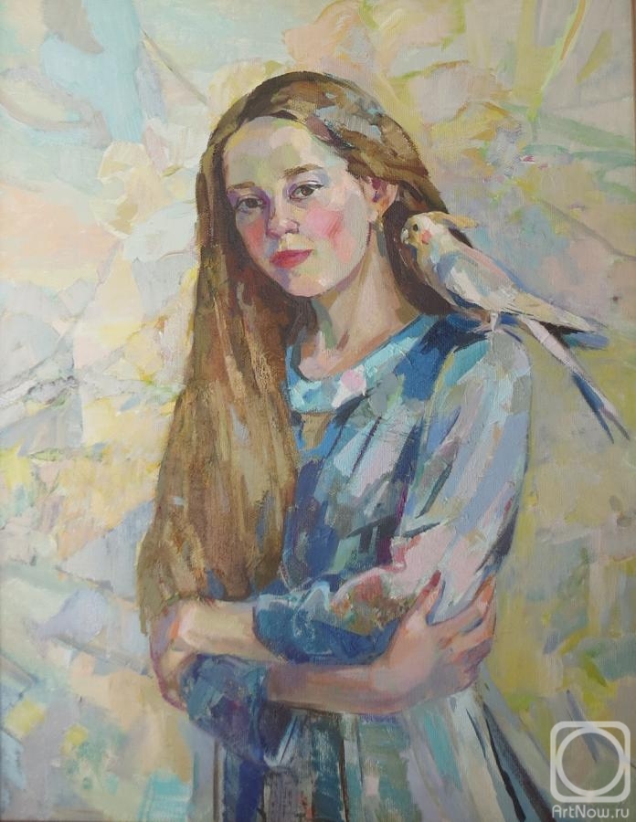 Korkishko Viktorya. Girl with a parrot