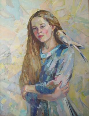 Korkishko Viktorya Olegovna. Girl with a parrot
