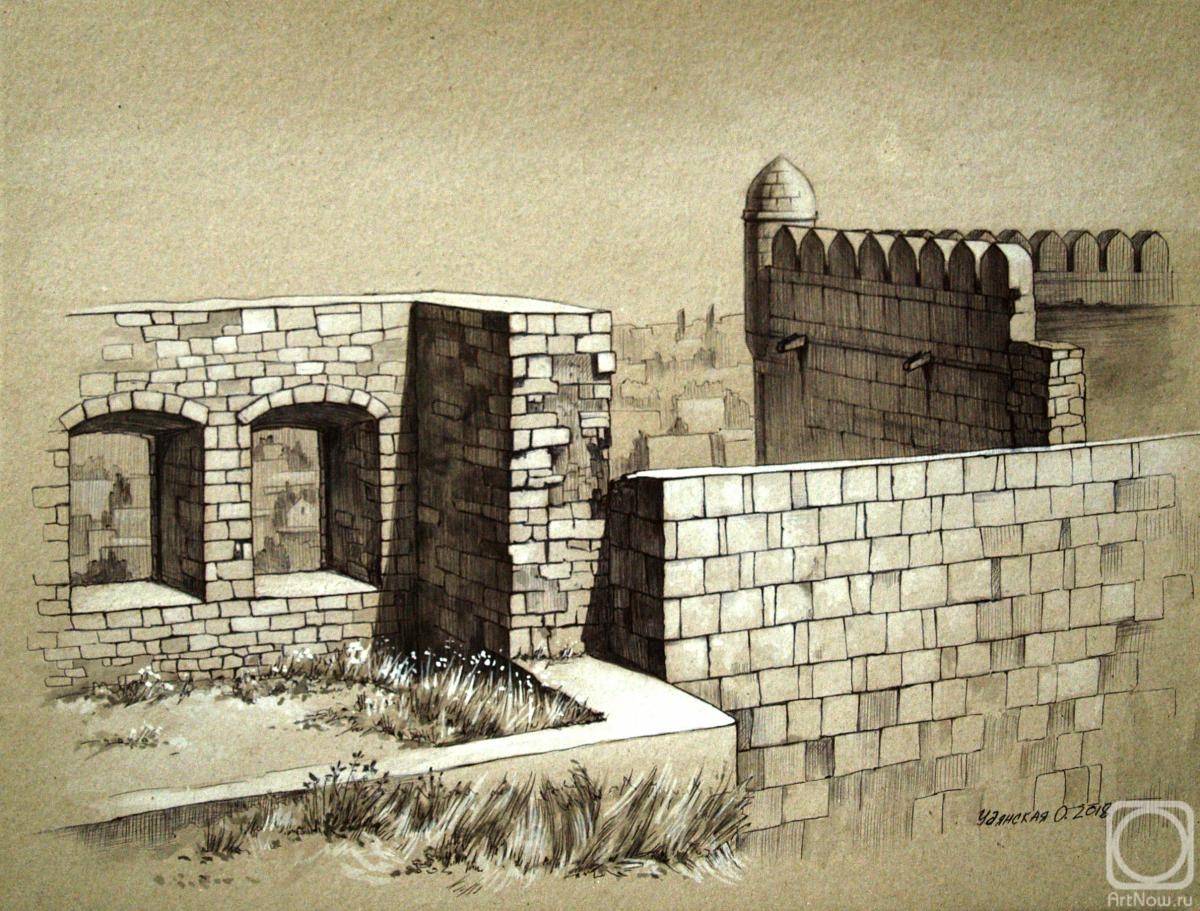 Udyanskaya Olga. Series of 6 works "Ancient walls of Derbent" No6